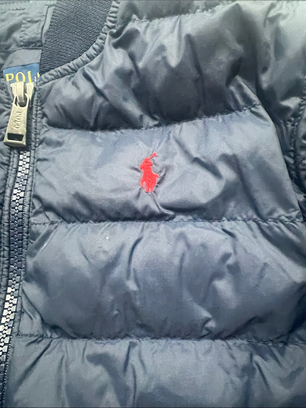 Ralph Lauren Navy Quilted Puffer Jacket with Red Logo - Picture 2 of 6